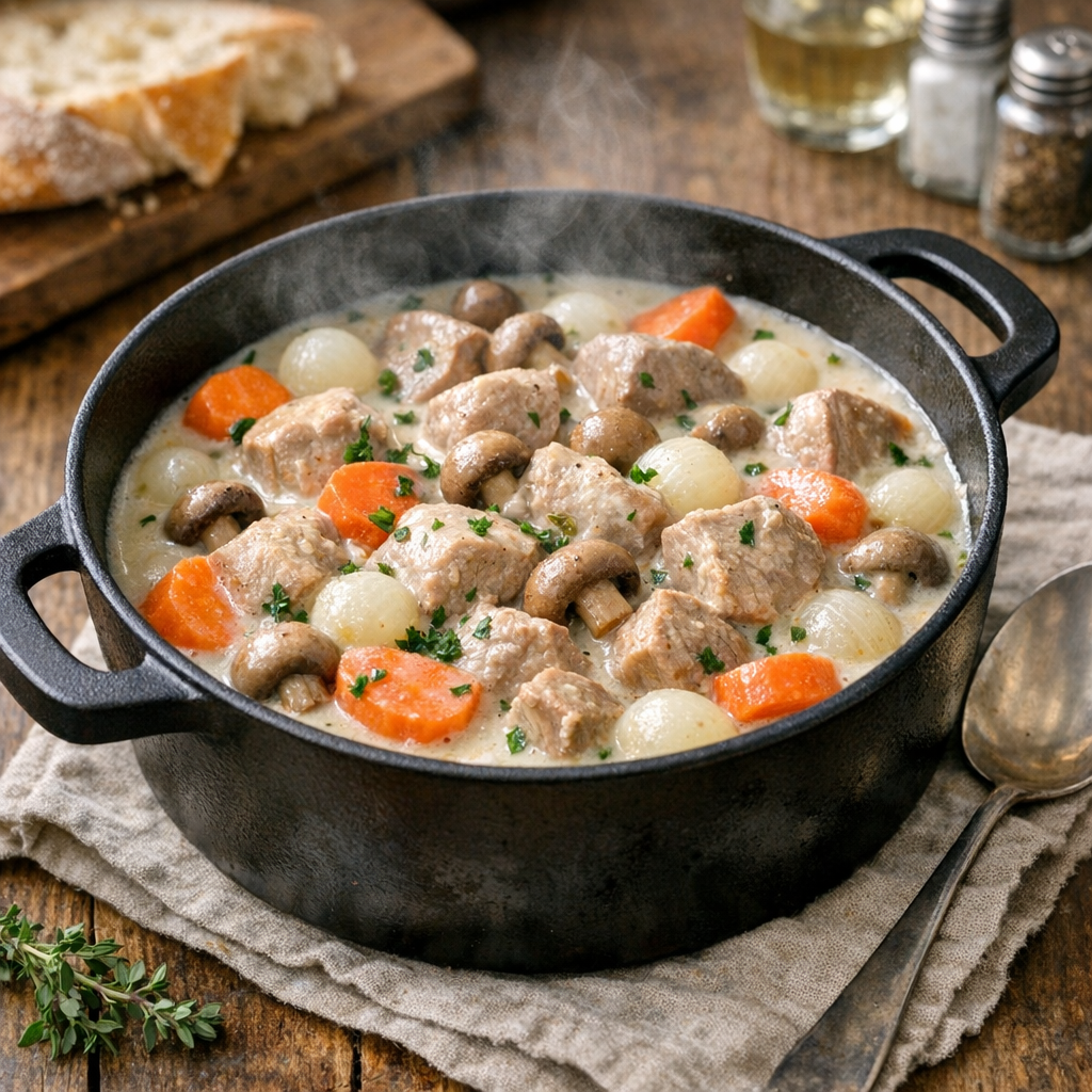 La blanquette de veau à l’ancienne se joue au feu doux
