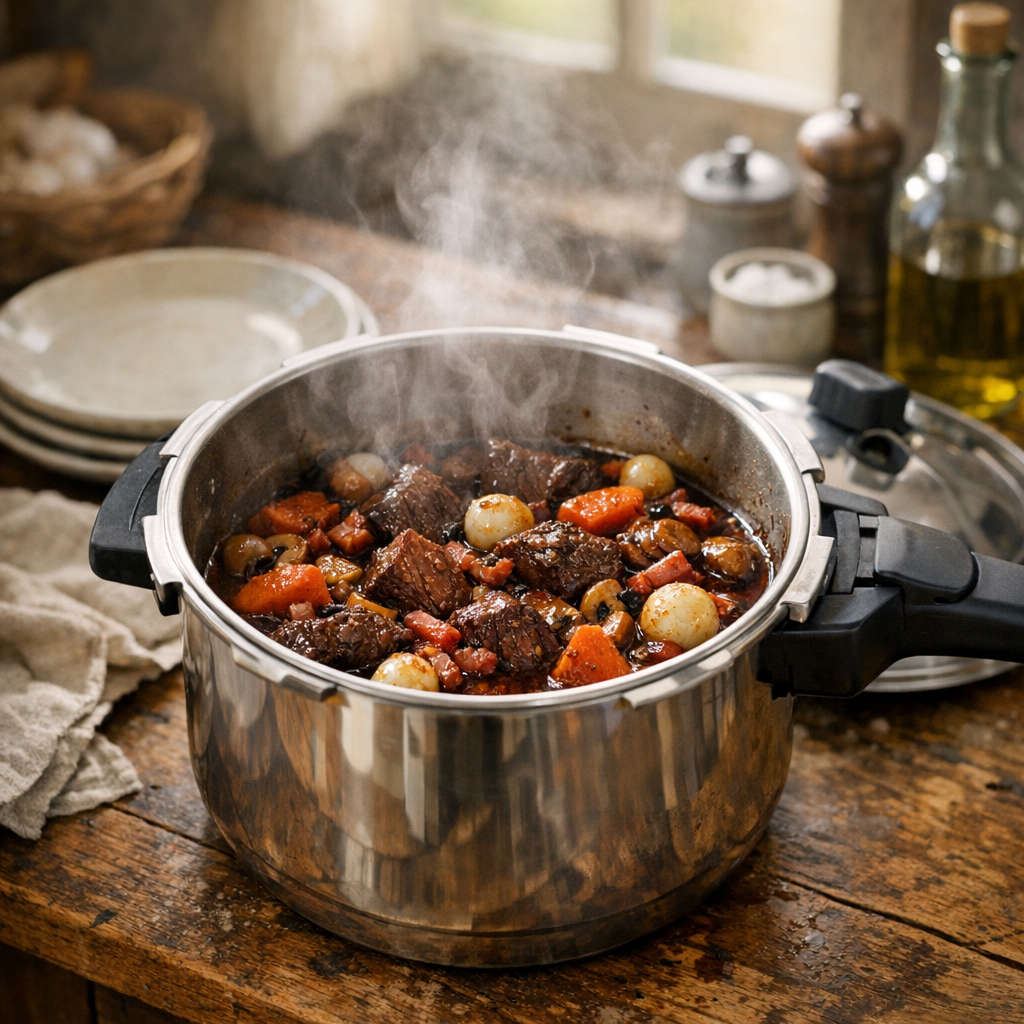 Comment réussir un bœuf bourguignon à la cocotte-minute
