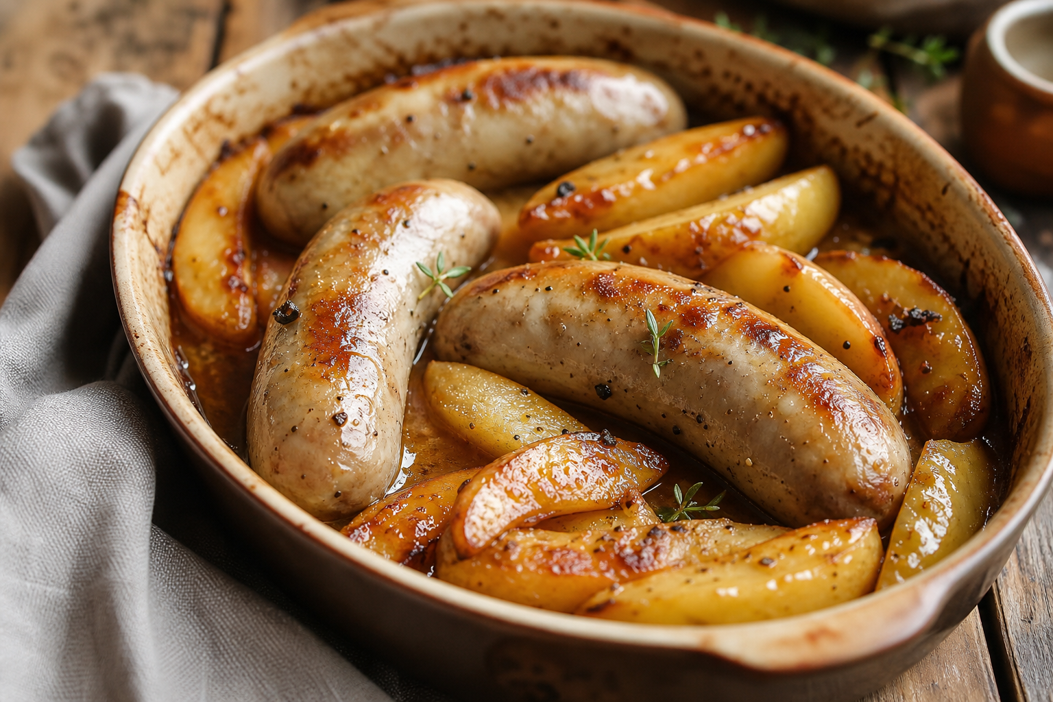 Le boudin blanc aux pommes au four garde tout son moelleux