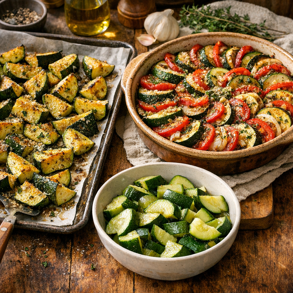 La courgette au four réussit sa cuisson, rôtie ou fondante
