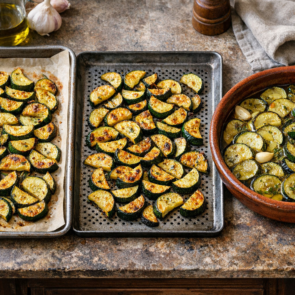 La courgette au four : cuisson, coupe et texture