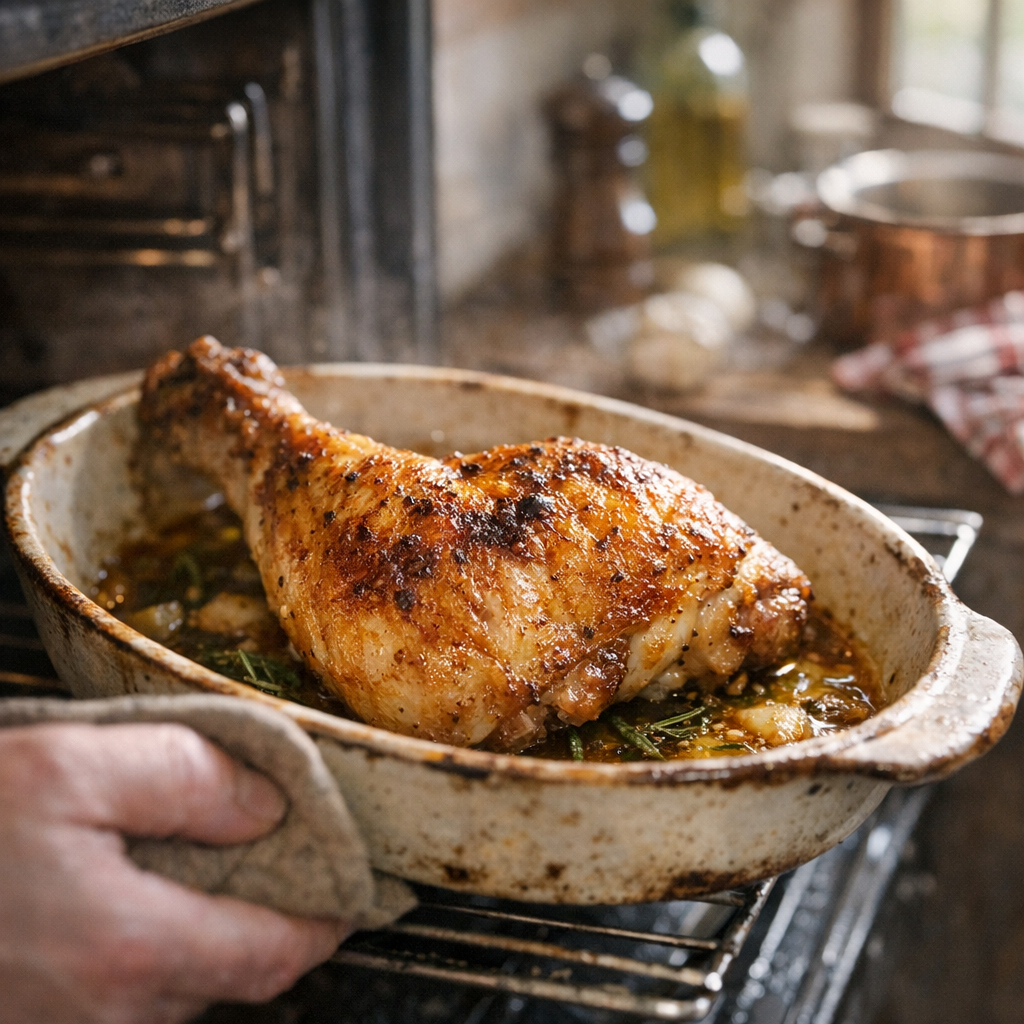 Le bon temps de cuisson d’une cuisse de poulet au four
