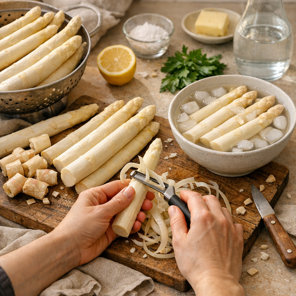 Comment préparer des asperges blanches avant cuisson ?