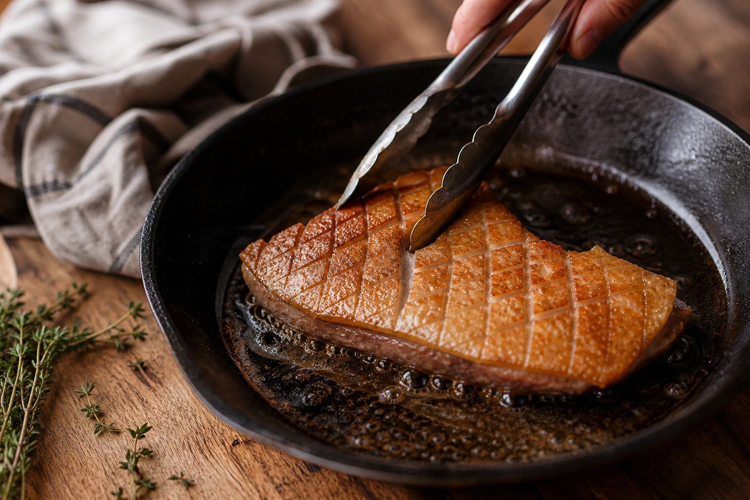 Cuisson des magrets de canard à la poêle : fondre le gras avant tout