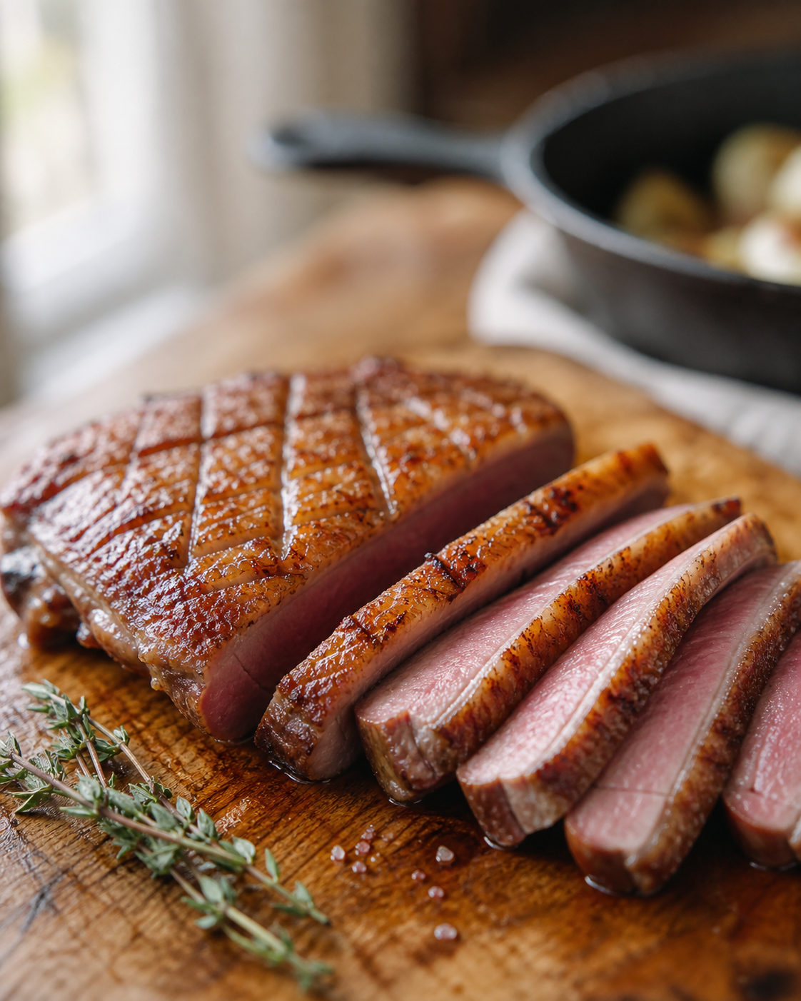 La cuisson du magret de canard se joue d’abord côté peau