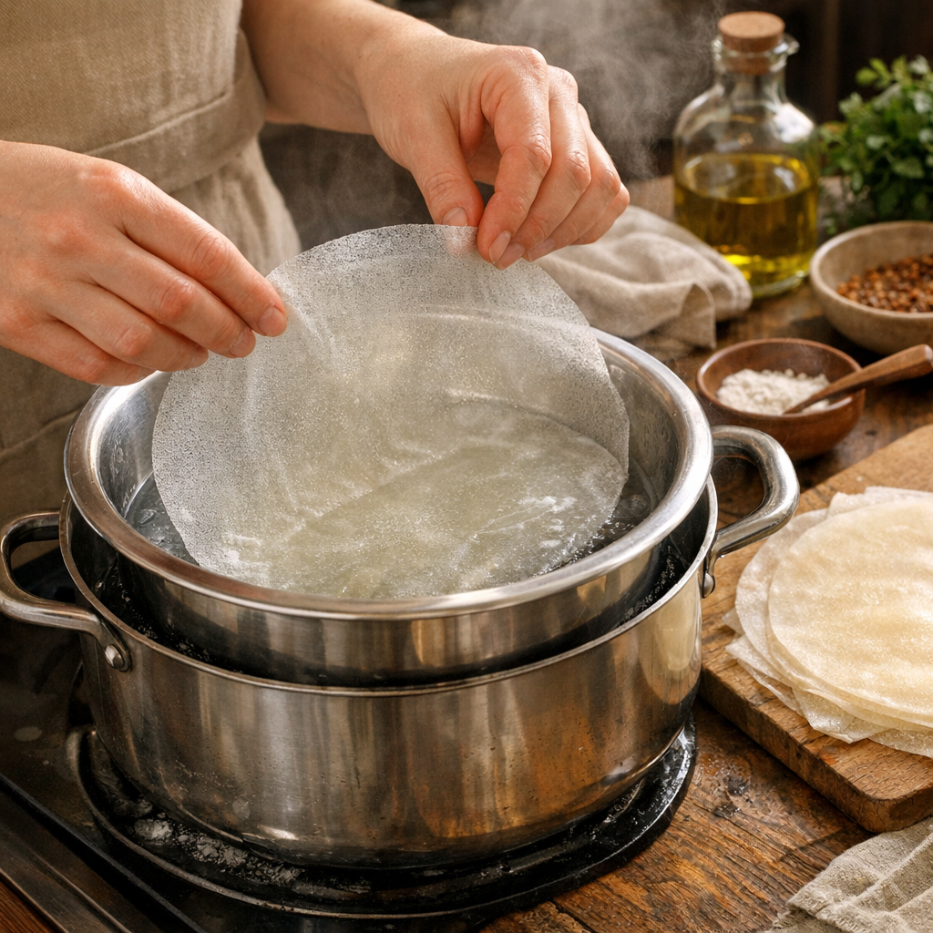 Le geste qui change tout : cuire la feuille au bain-marie avant de la garnir
