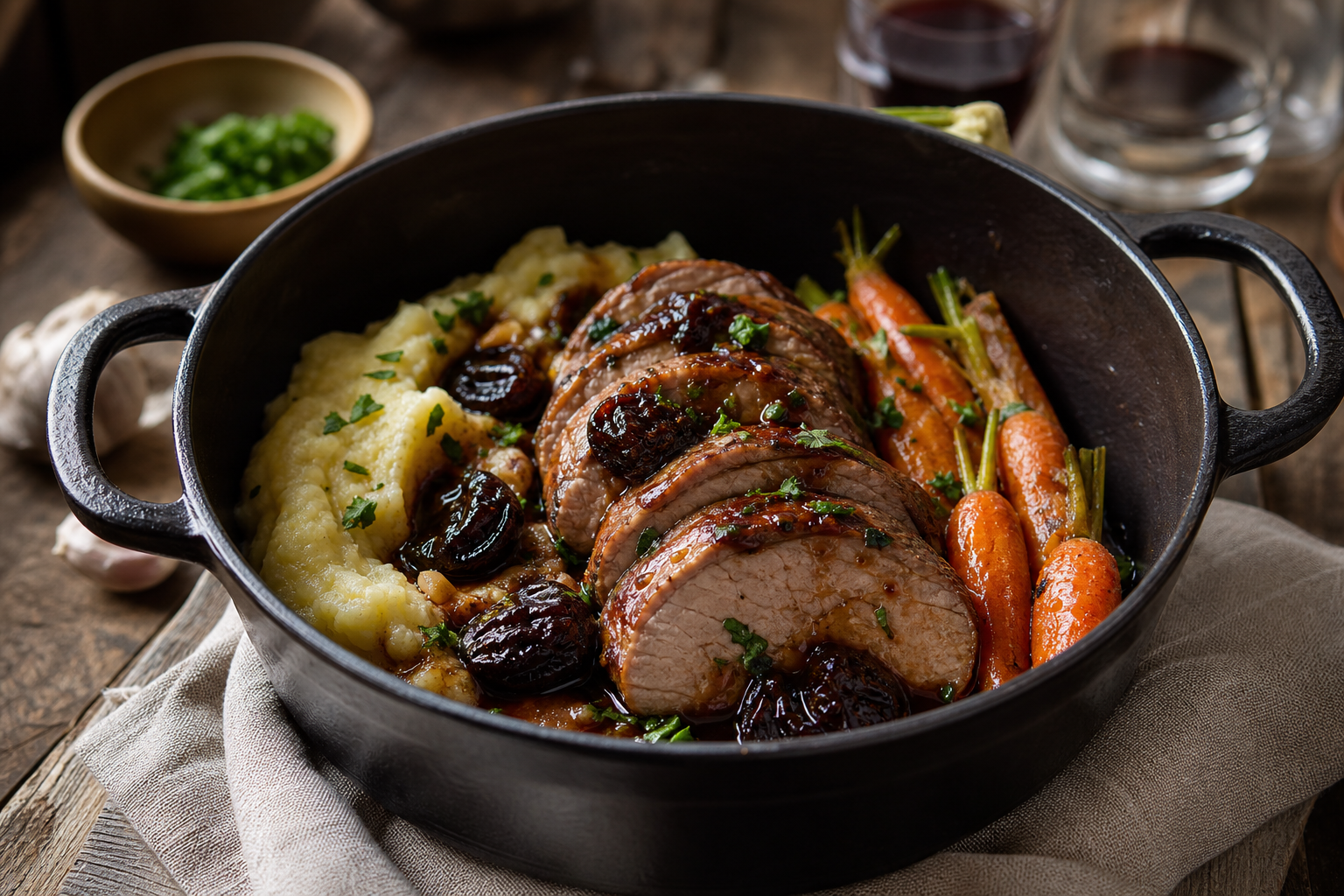 Le filet mignon aux pruneaux se cuisine en gardant le porc tendre