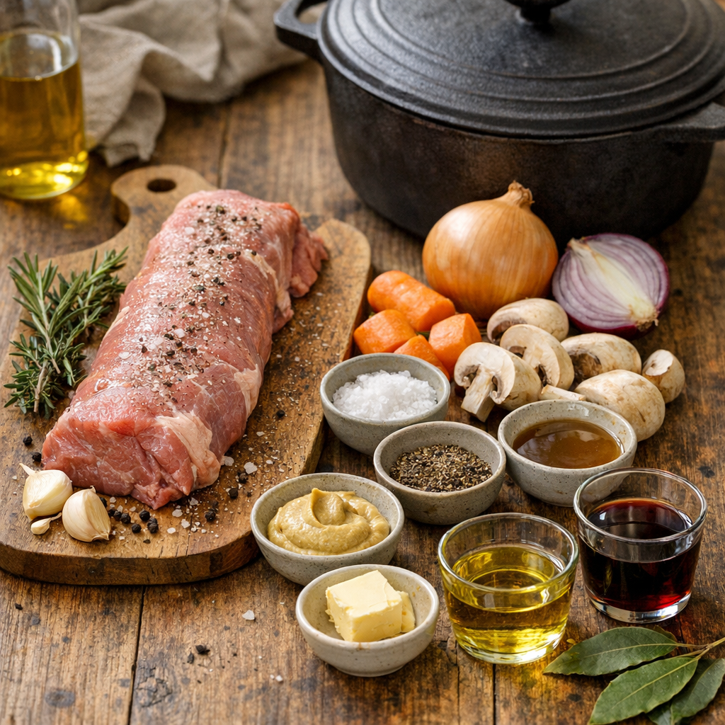 Ingrédients de la recette du filet mignon en cocotte