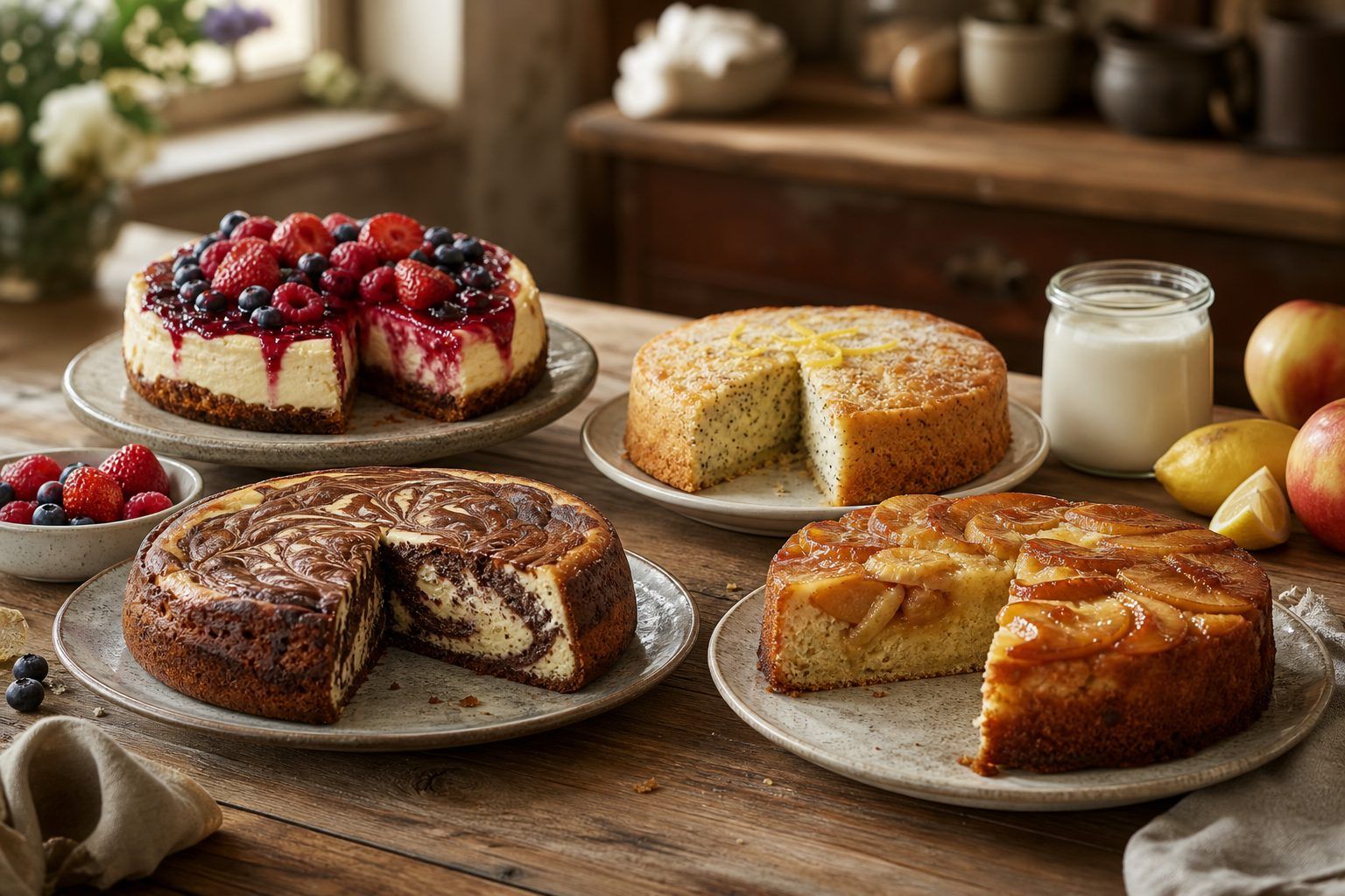Quatre gâteaux aux fromage blanc selon l’envie du jour