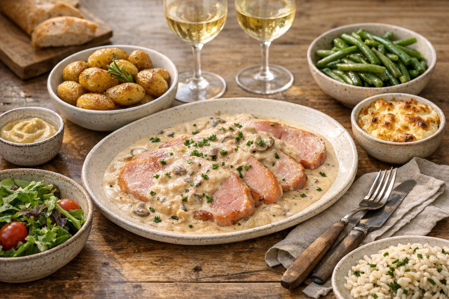Quel accompagnement avec le jambon à la chablisienne ?