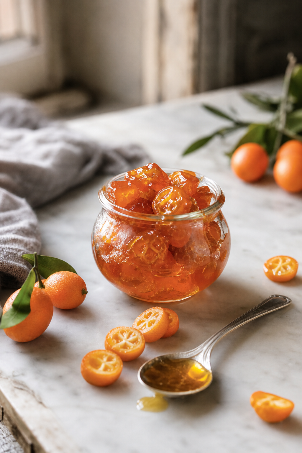 Les kumquats confits gardent leur éclat avec un sirop doux