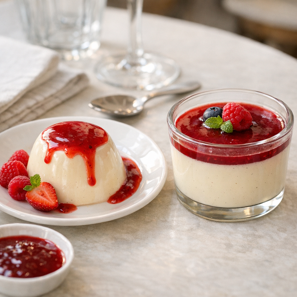 Ma Panna Cotta Recette tranche entre crème seule et crème-lait
