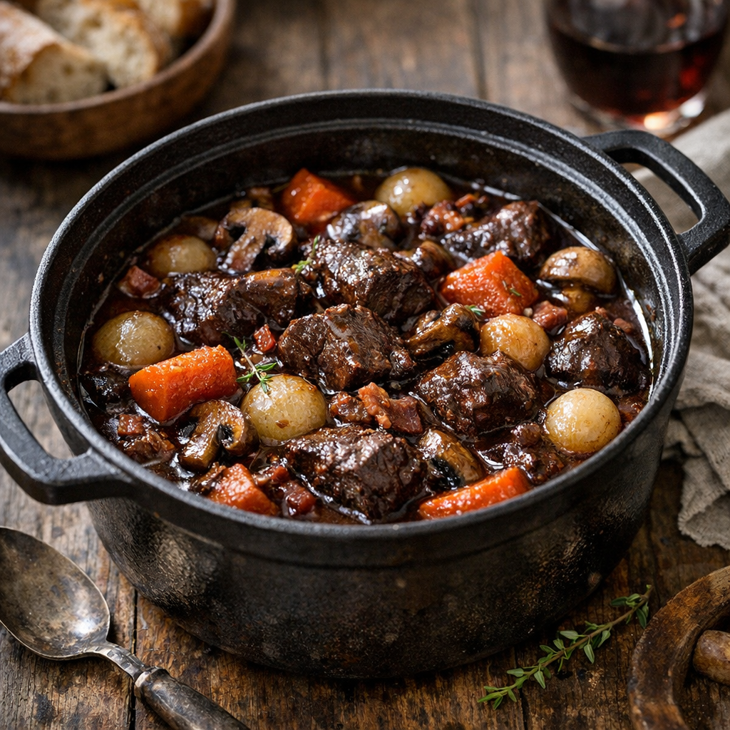 Je vous montre ma recette de bœuf bourguignon facile