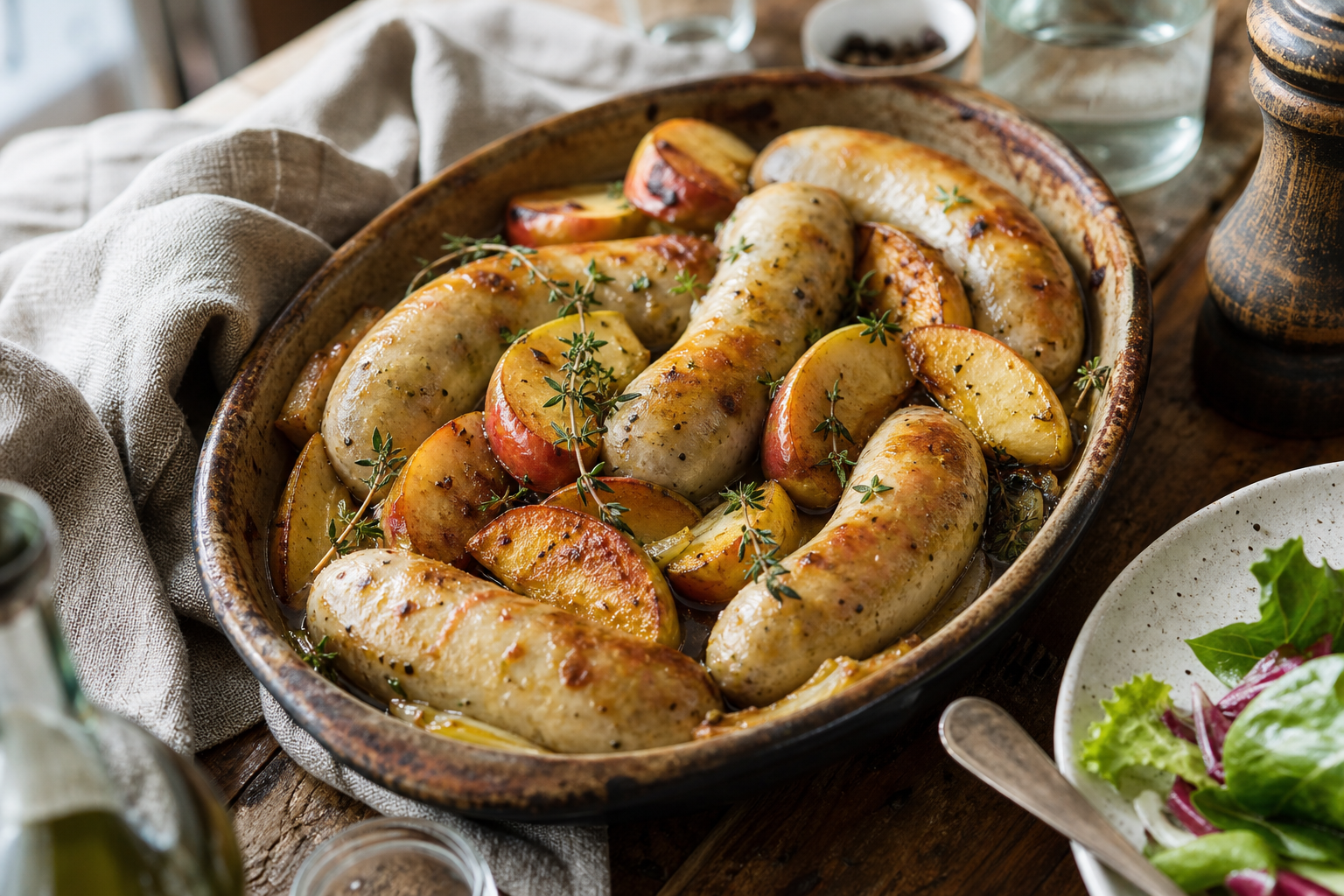 La recette de boudin blanc aux pommes au four : cuisson douce