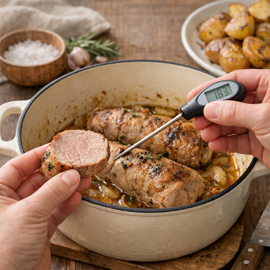 Comment voir si le filet mignon de porc est bien cuit ?