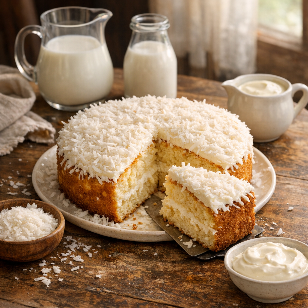 Je vous donne ma Recette de Gâteau coco moelleux, sans hasard