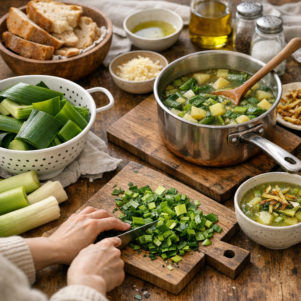 Comment utiliser les parties vertes du poireau dans une recette simple au lieu de les jeter ?
