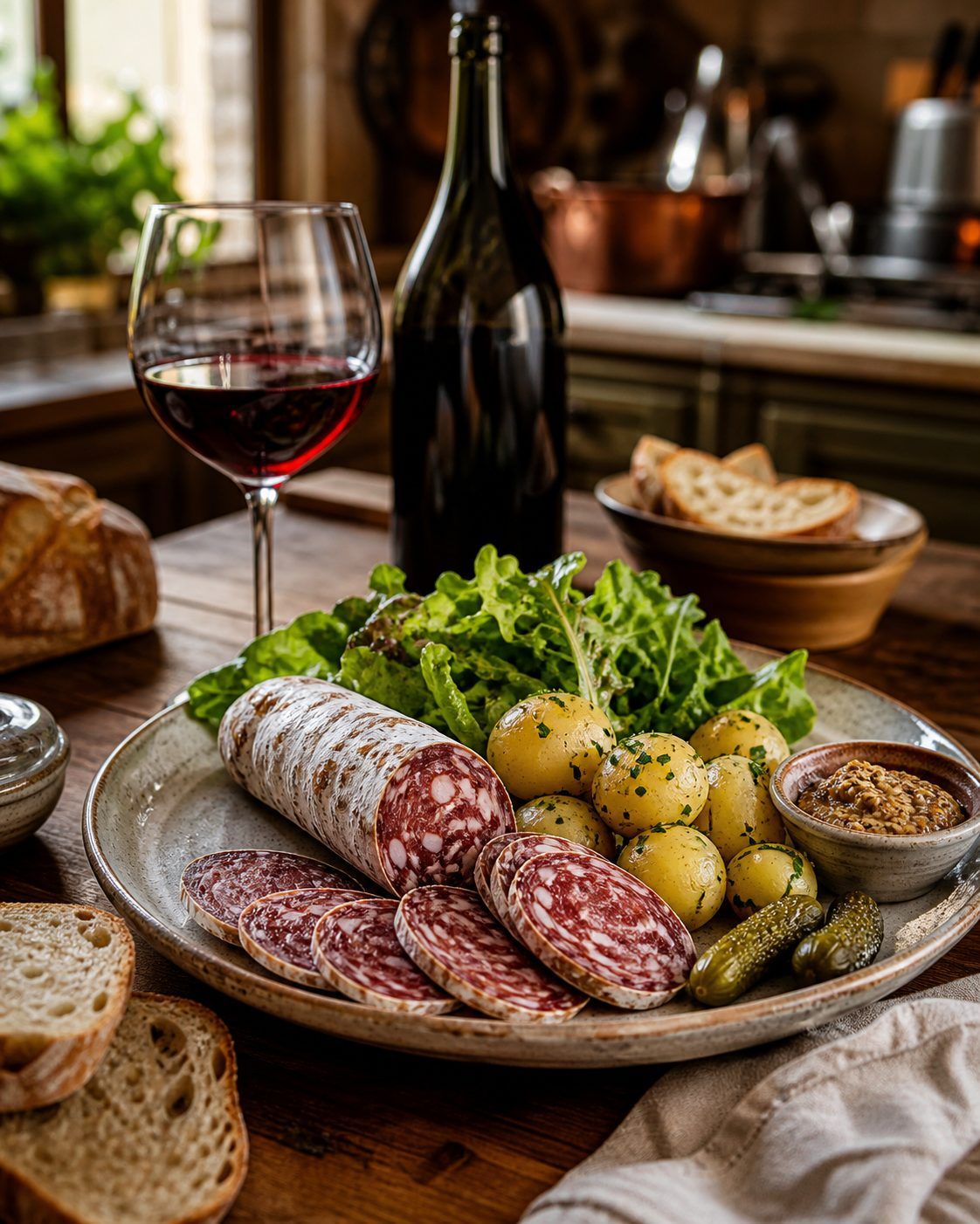 Les meilleurs accompagnements et le vin pour un saucisson lyonnais