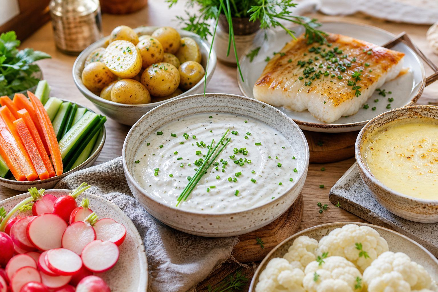 Variantes et accompagnements : crudités, pomme de terre, poisson ou raclette