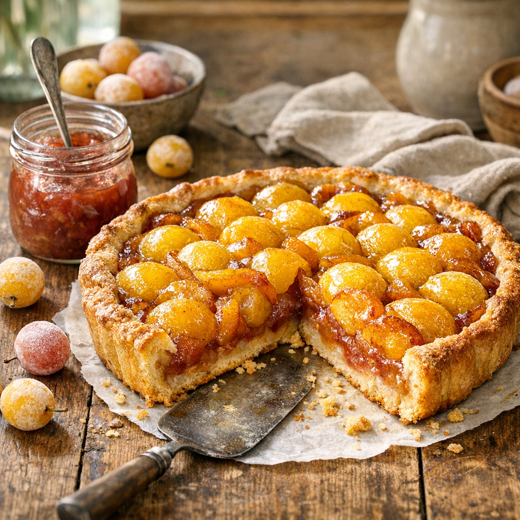 La Tarte aux mirabelles congelées réussit avec une pâte bien protégée