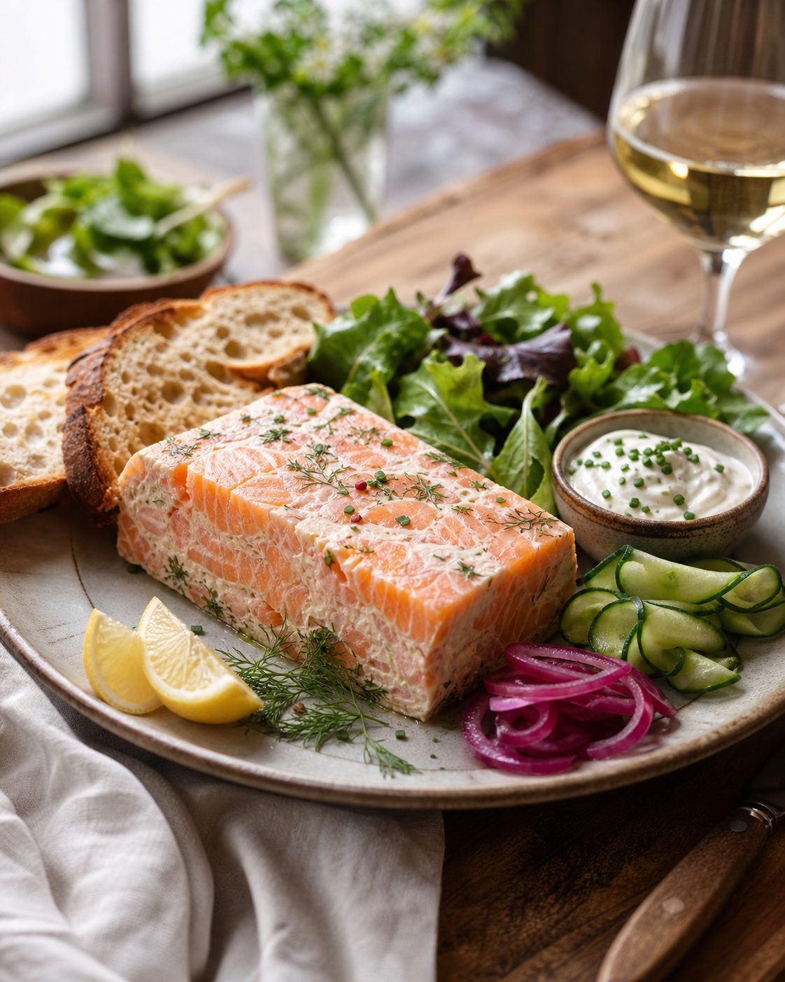 Avec quoi servir cette terrine de saumon frais et fumé ?